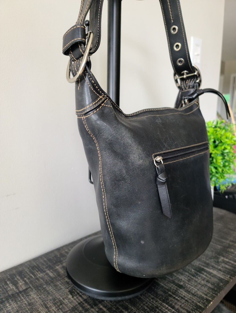 Coach Vintage Black Leather Bleecker Duffle Bucket Bag #F13353 - Picture 3 of 15